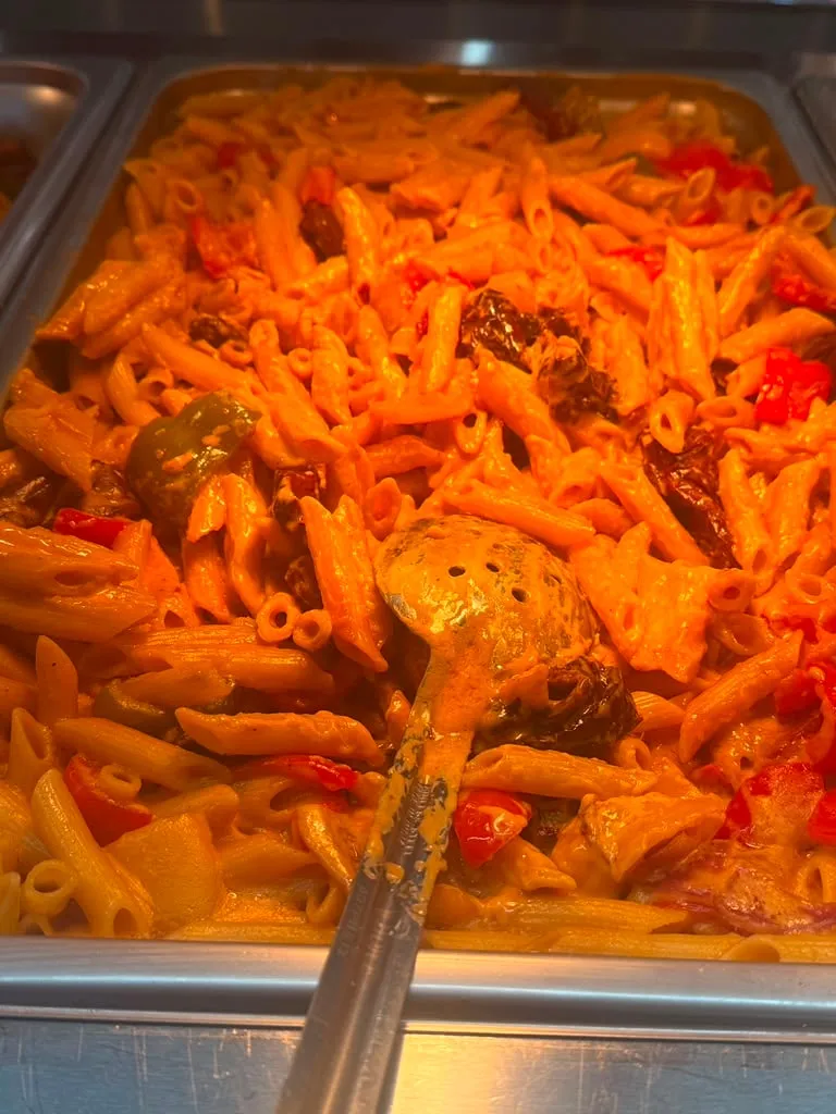 Penne in a creamy red sauce