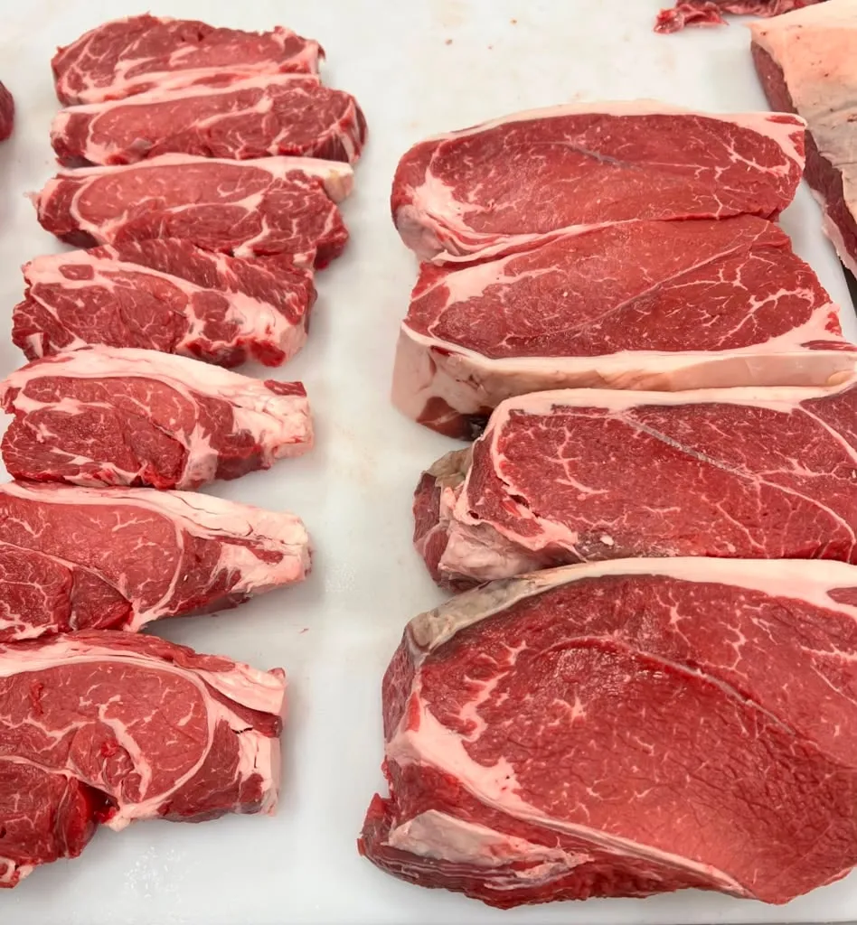 Ribeye steaks cut fresh